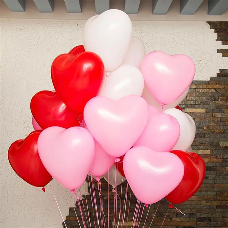50 шт 2,2 г красные розовые латексные шары «любовь» воздушные шары в форме сердца Свадебные украшения День Святого Валентина День рождения надувные шары - Цвет: red pink white