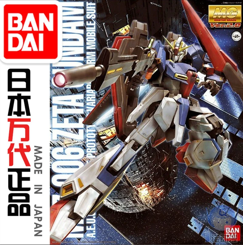 

Original Bandai Assembled Model Gundam MG 1/100 ZETA GUNDAM ZVer.2.0 version with stand PVC Action Figure Kid Dolls Toys