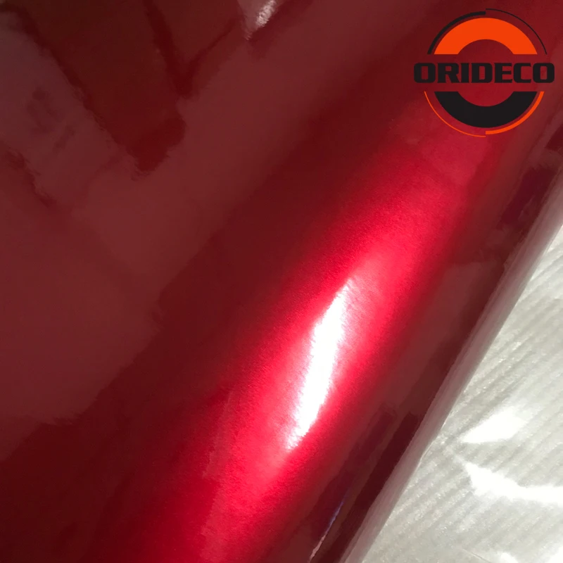 50cm*200cm/300cm Luxury Glossy Metallic Red Vinyl For Car Wrap Film With Air Channel Pearl Shinny Sticker Vehicel Wraps