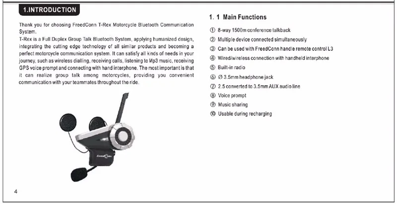 2 шт./лот мотоцикл Bluetooth гарнитура гонка на мотобайке Интерком водонепроницаемый домофон Многофункциональный интеркомуникатор T-Rex