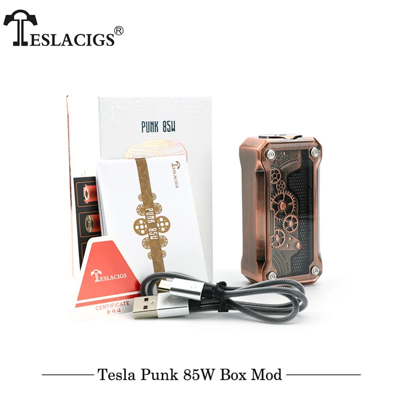 

Original 85W Tesla Punk TC Box Mod Portable Punk Style Vape No 18650 Battery Box Mod Electronic Cigarette Vs Drag 157W SMOK Vape
