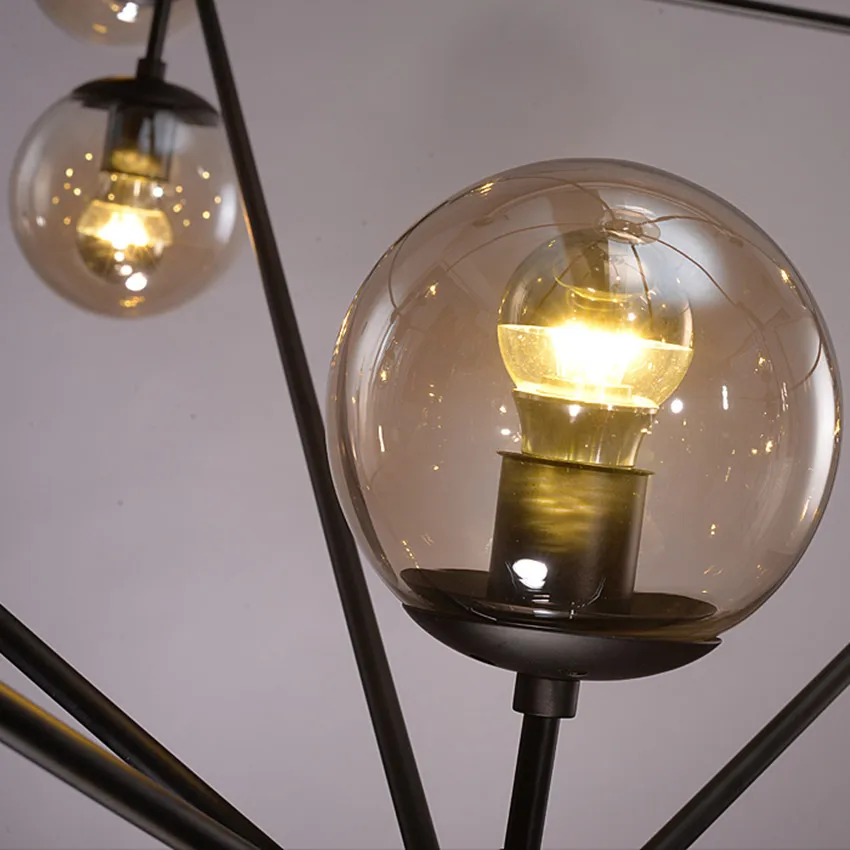 Светодиодный светильник в стиле пост-модерн, металлическая стеклянная люстра, современный бар, кофейня, европейская гостиная, внутренний светильник, потолочный декоративный светильник