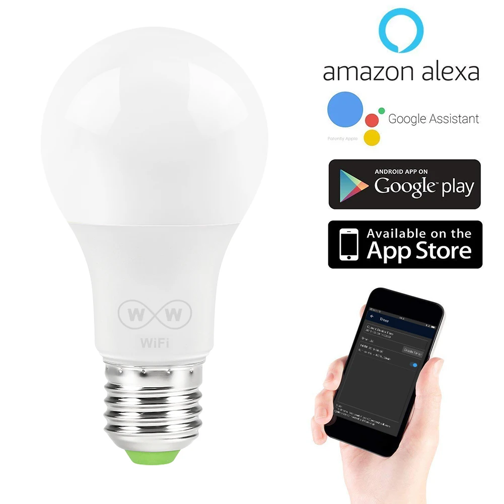 Светодиодный лампы wifi-патрон, умный свет лампы пробуждения огни не требуется концентратор совместим с Alexa и Google Assistant Прямая доставка