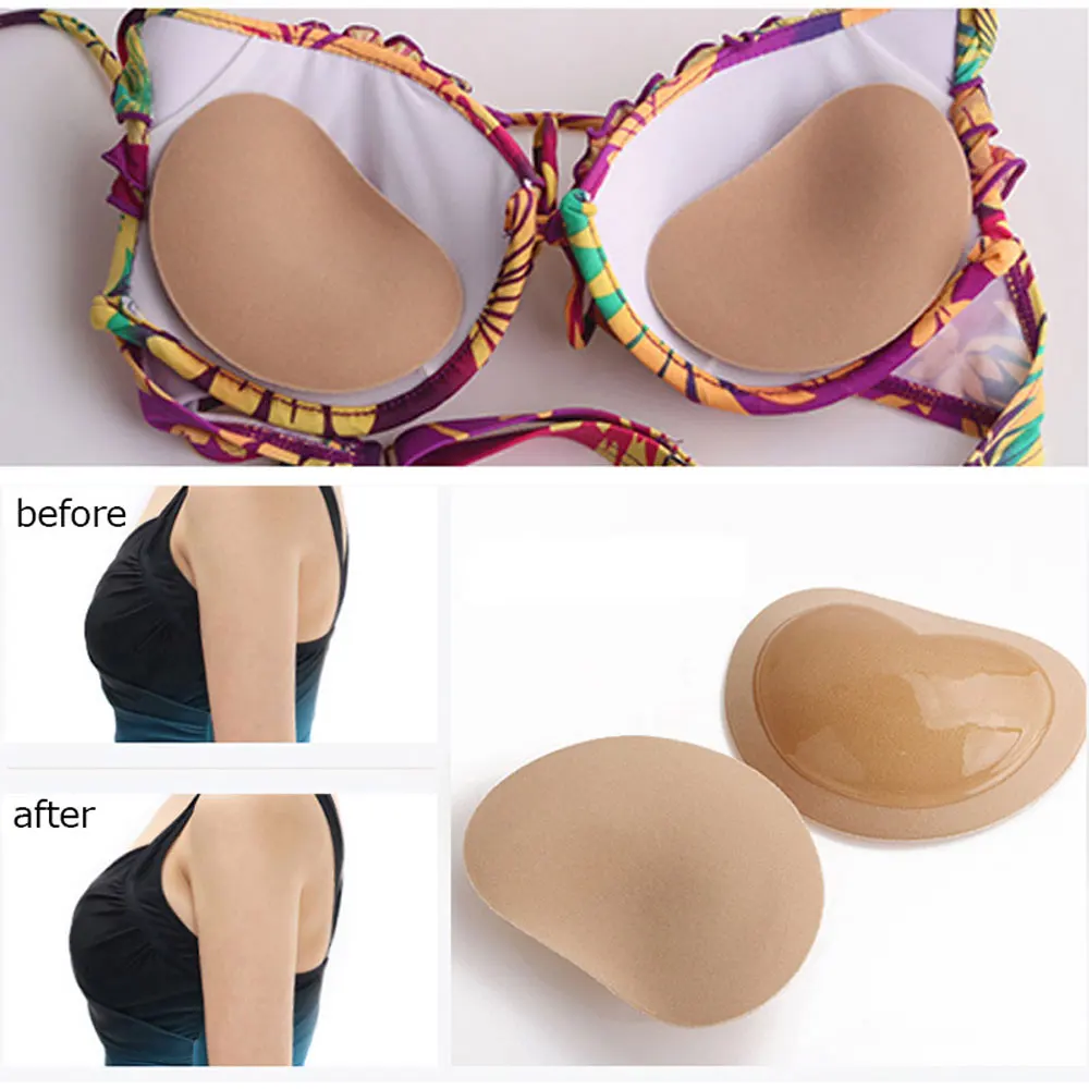 

2019 Bikini Chest Pad Bikini Push Up Padded Swimsuit Bikini Small Bust Thicker Breathable Sponge Bra Pad Invisible Paste Padding