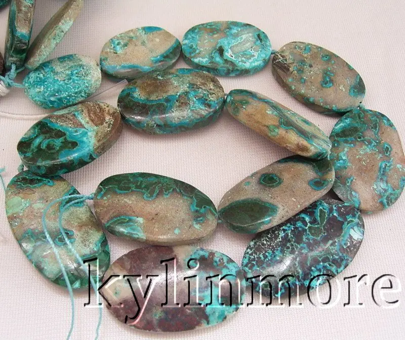 

22x35mm Azurite Malachite Oval Beads 15.5''