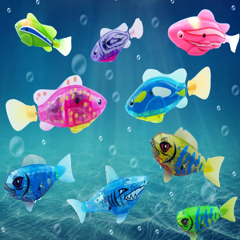 New 1Pcs Baby toys Swimming led Light Fish Activated font b Battery b font Powered Robot