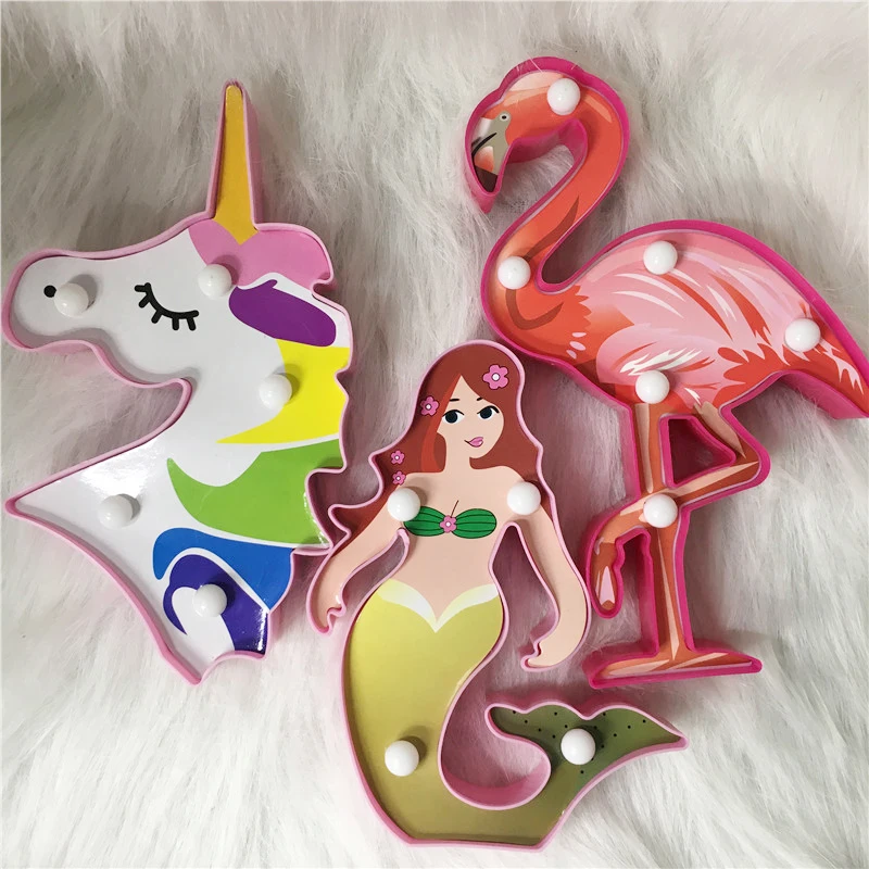 Популярная обновленная 3d лампа в виде фламинго единорога Русалка ночник