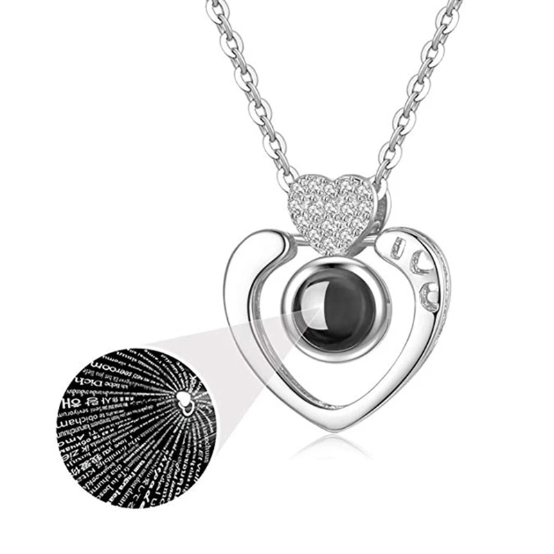 D-Silver Ожерелье I Love You, 100 языков, сердечко, любовь, ожерелье, ожерелье с подвеской для женщин, подарок на день матери - Окраска металла: D-Silver