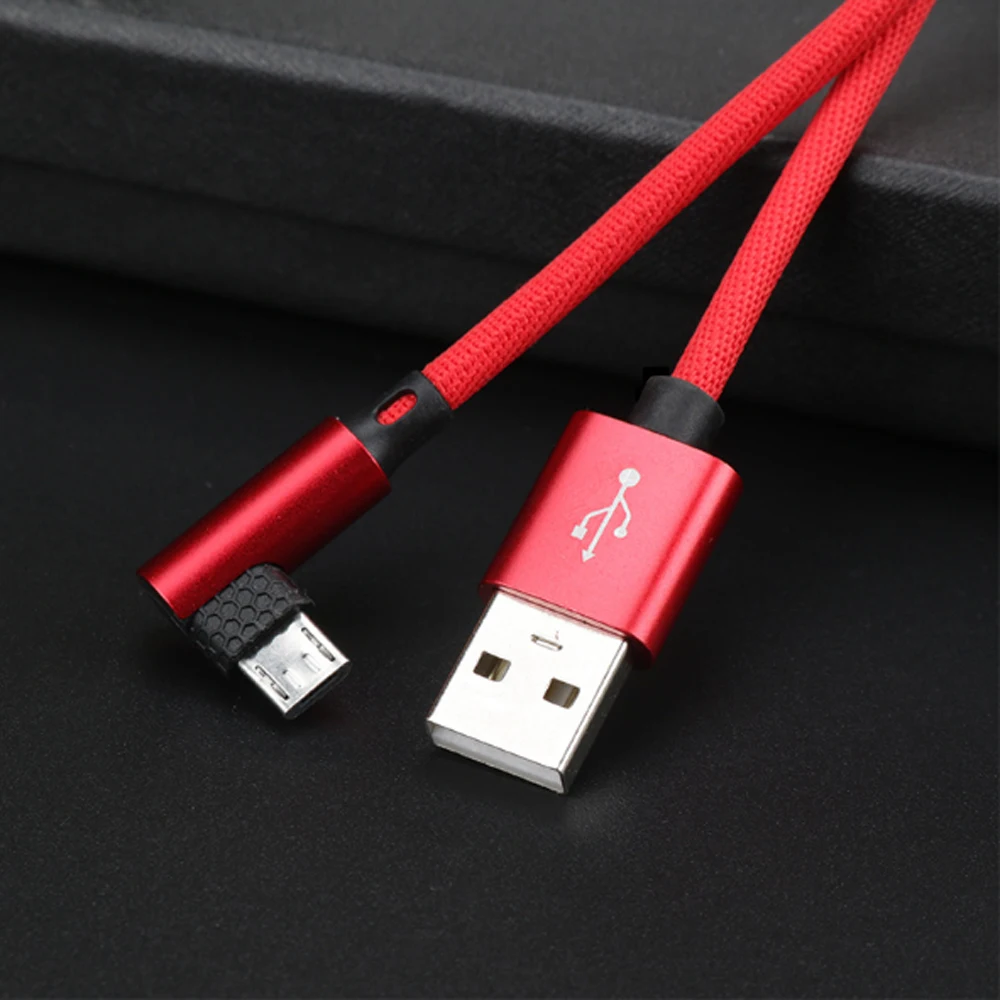 

100pcs 1M 2.0A 90 Degree L bend Elbow Data Cable Micro USB Type C Cable For iPh Charging Cable Mobile Phone Charger Cable
