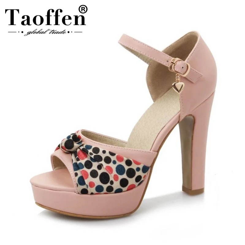 

TAOFFEN Pu Leather Women Sandals Platform Peep Toe High Heel Shoes Women Buckle Daily Party Club Women Footwear Size 33-43