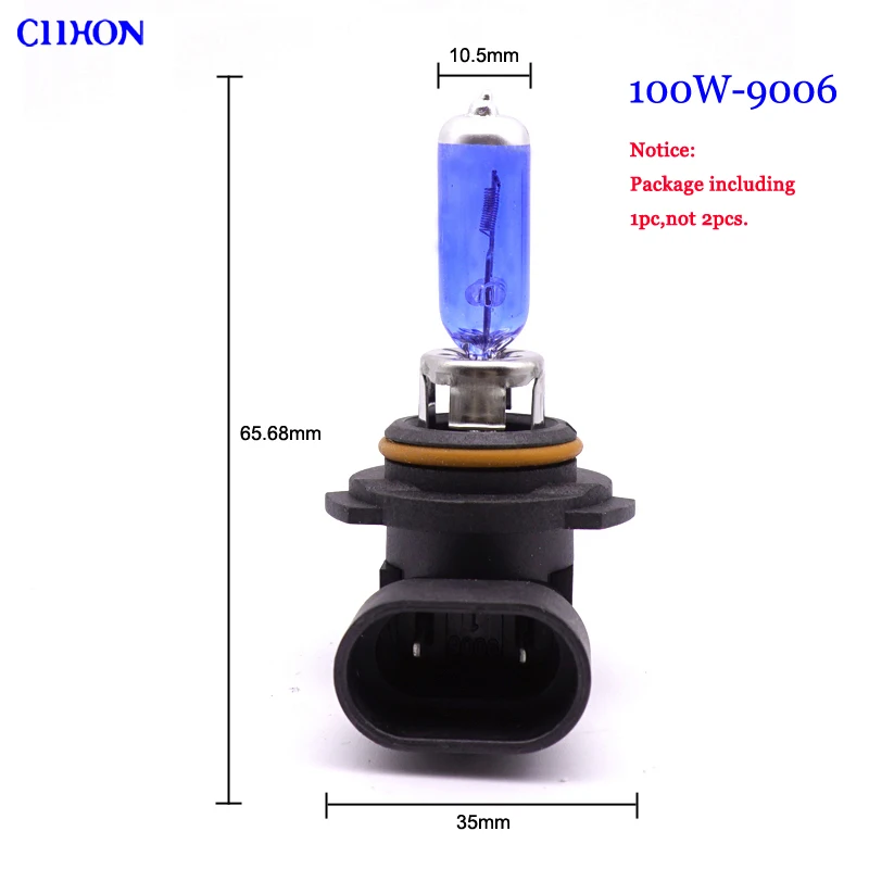 Ciihon белый галогенные лампы H1 H3 H4 HB2 H7 H8 H11 9005 HB3 9006 9012 H15 55 Вт 100 Вт кварцевое стекло Автомобильные светодиодные лампы фар - Испускаемый цвет: 1pc-100W-9006-HB4