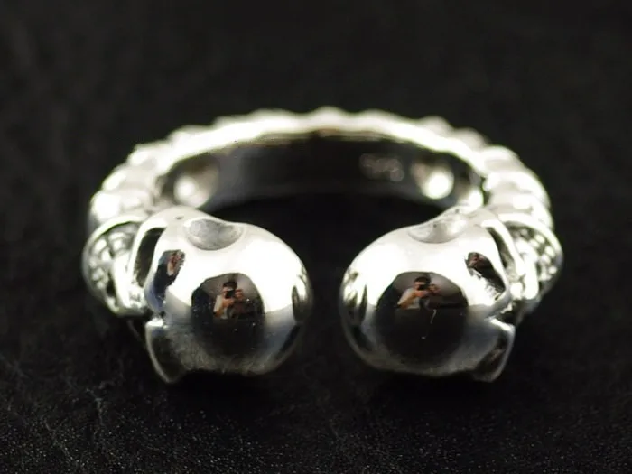 

Thai jewelry sterling silver rings undead image vertebrae connected double hoe rock gothic opening ring