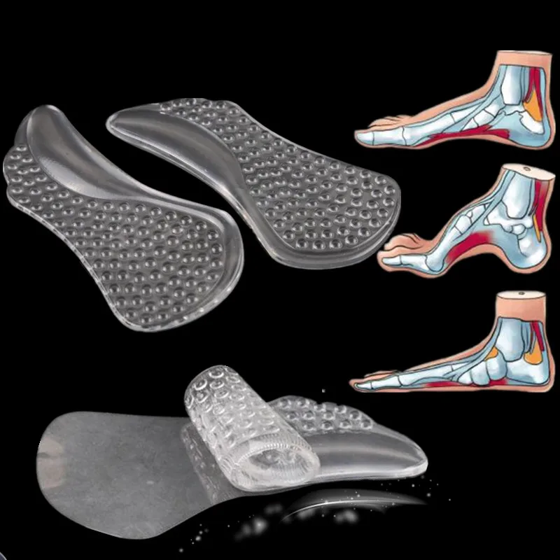 1 Pair 2017 silicone gel orthotic arch pad arch support insole flat