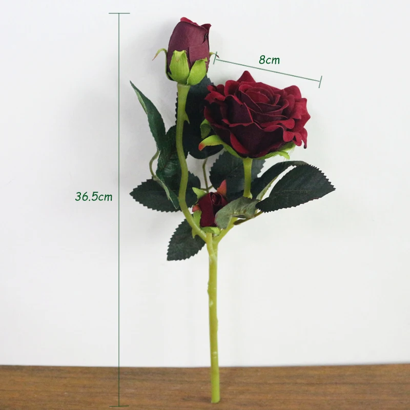 JAROWN Artificial Flannel Ruyi Rose Simulation Fake Flowers Branch Wedding Decor Home Office Decoration Silk Flower (15)