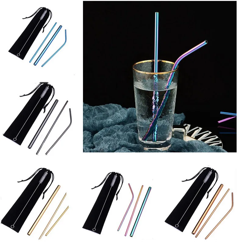 

Hoomall 4pcs Reusable Stainless Steel Straw Drinks Bar Party Supplies Glass Straws Smoothie Drinking Straws With Brush Bag