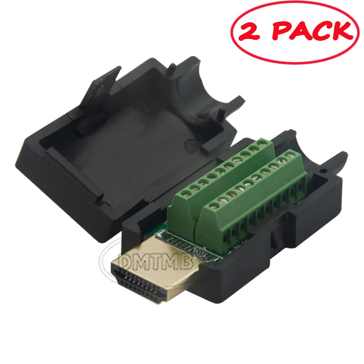 (2 Pack) HDMI male connector with screw, connector support HDMI 2.0in