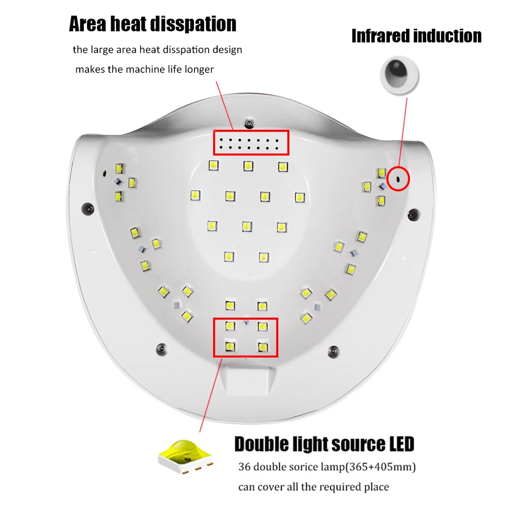 72 Вт УФ светодиодная лампа для сушки ногтей 36 шт. светодиодный лак для отверждения УФ-гель для ногтей с сенсором ЖК-дисплей