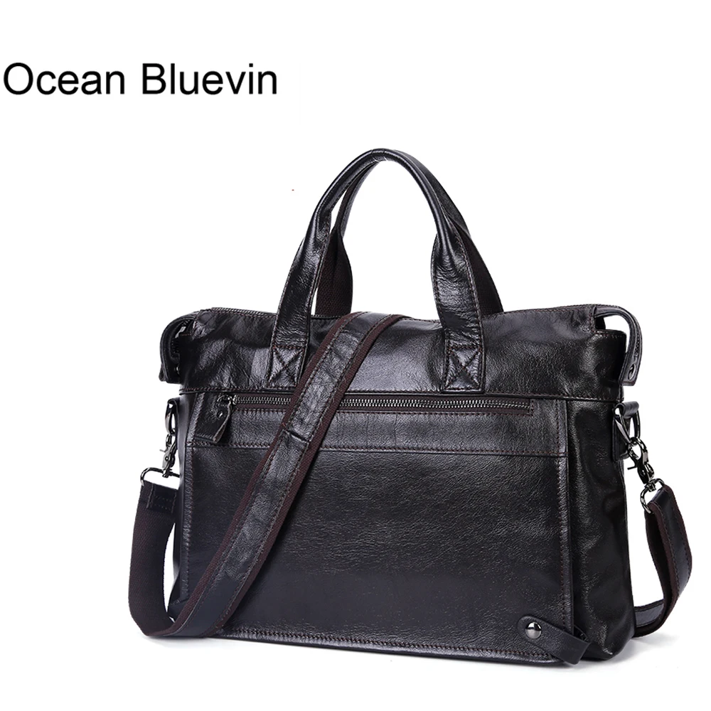 

OCEAN BLUEVIN New Hot Men's Briefcase Messenger Shoulder Crossboby Bag Genuine Leather Handbag Briefcase Leather Laptop Bag