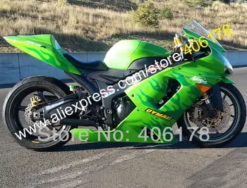 

Newest For Ninja ZX-6R ZX 6R 05 06 ZX6R ZX636 636 2005 2006 Green flame fairing kit (Injection molding)