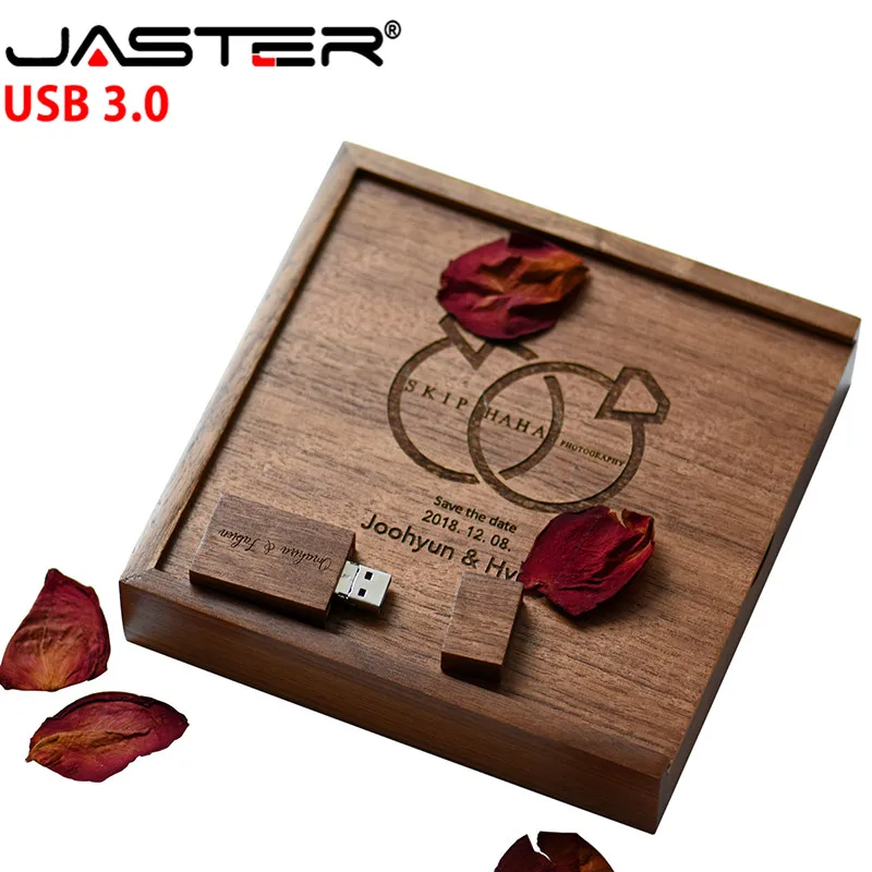 JASTER деревянный фотоальбом флеш-накопитель USB 3,0 Флешка 4 ГБ 32 ГБ 64 Гб 128 ГБ U диск фотография подарок 2 в 1 Интерфейс Бесплатный логотип