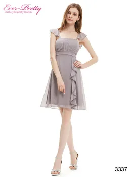 Chiffon Cocktail Dresses Ever Pretty HE03337 Plus Size Ruffles Calf-length Summer Style Party Dresses