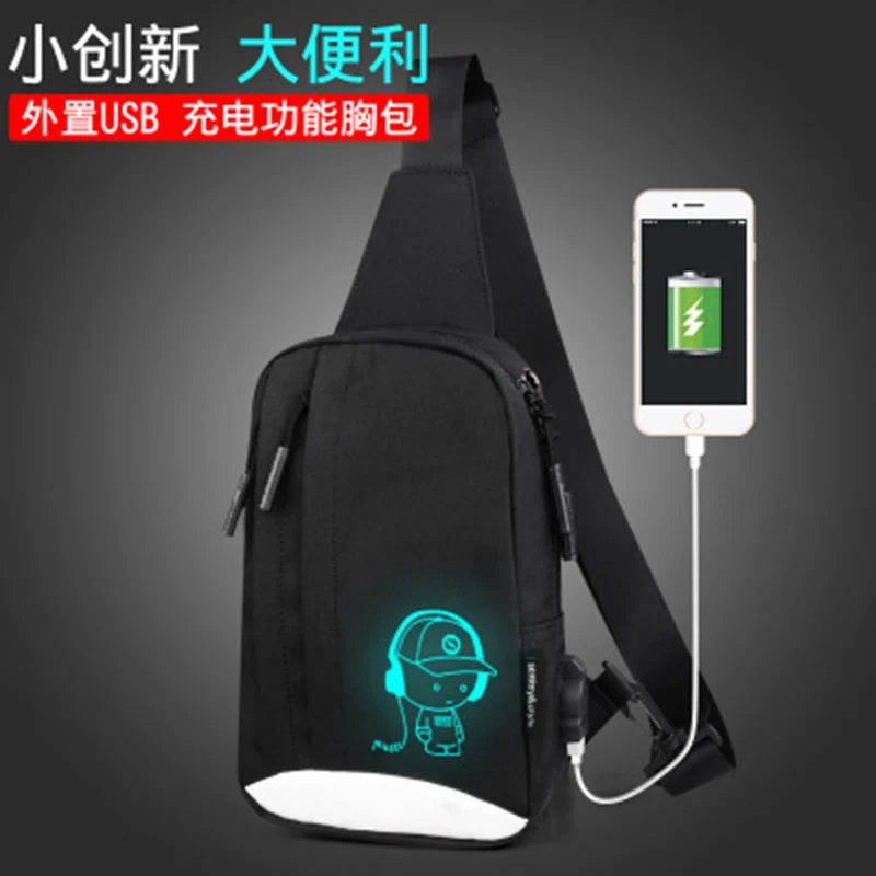 Men Women Backpack USB Charging Oxford Chest Bag Anti Theft Teenager Headphone Hole Night Reflection Design Shoulder Bag BP0221 (25)