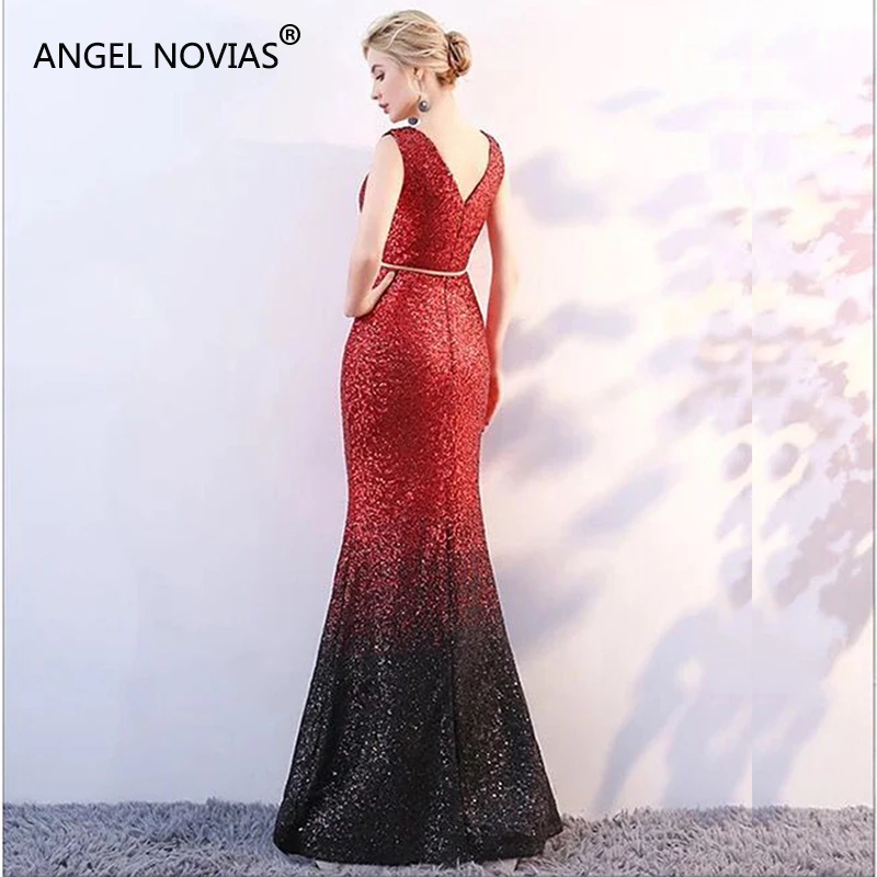 ANGEL NOVIAS Длинное Элегантное Abendkleider блестящее вечернее платье русалки с блестками платье для выпускного вечера Avondjurk