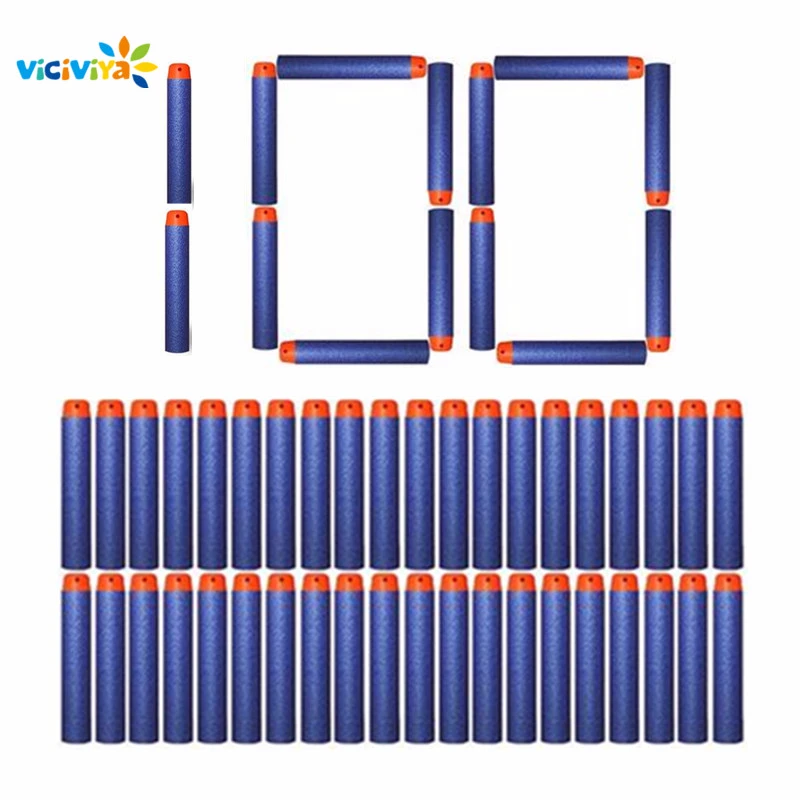 VICIVIYA 100Pcs for Nerf Soft Toy Gun Bullets Round Head Air Hole Foam Darts Bullet 7.2cm for N-strike Elite Series Blasters VICIVIYA 100Pcs for Nerf Soft Toy Gun Bullets Round Head Air Hole Foam Darts Bullet 7.2cm for N-strike Elite Series Blasters