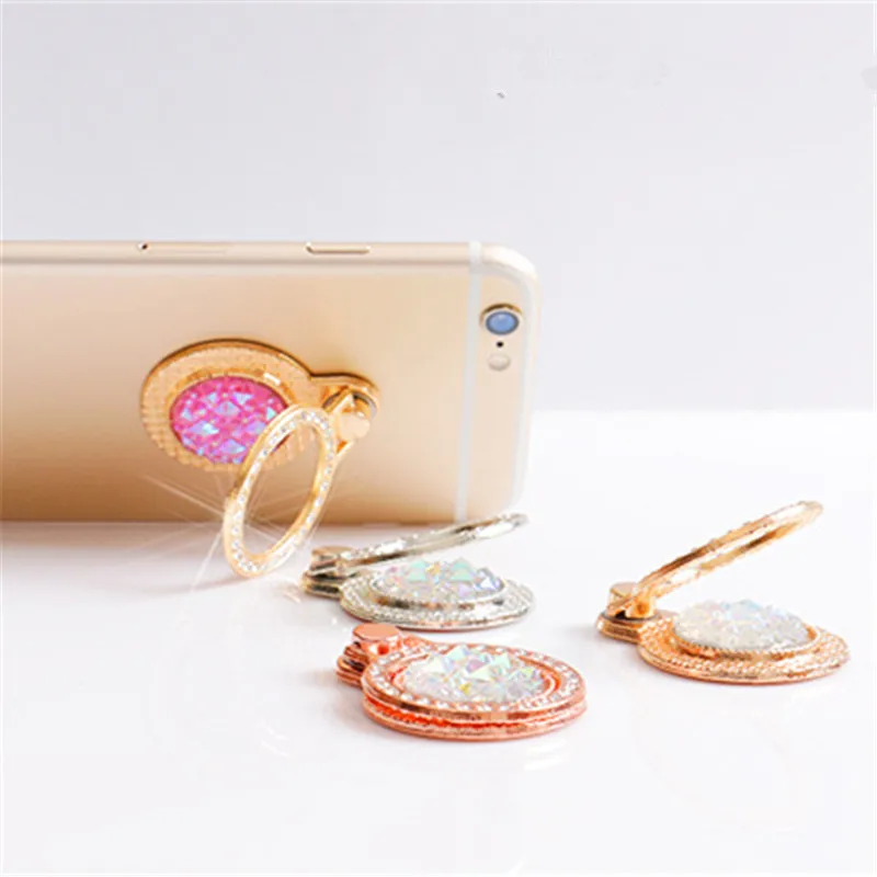 Luxury Diamond Finger Ring Holder Crystal Rhinestone Glitter Mirror Case With Gem Holders Stand For iphone X 6 7 8 plus Samsung