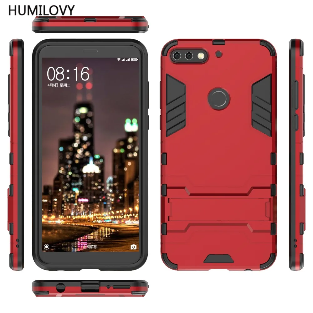 

For Armor Case Huawei Y7 Prime 2018 Case 5.99" Robot Silicone Rubber Hard Back Phone Cover For Huawei Y7 Prime 2018 Fundas Coque