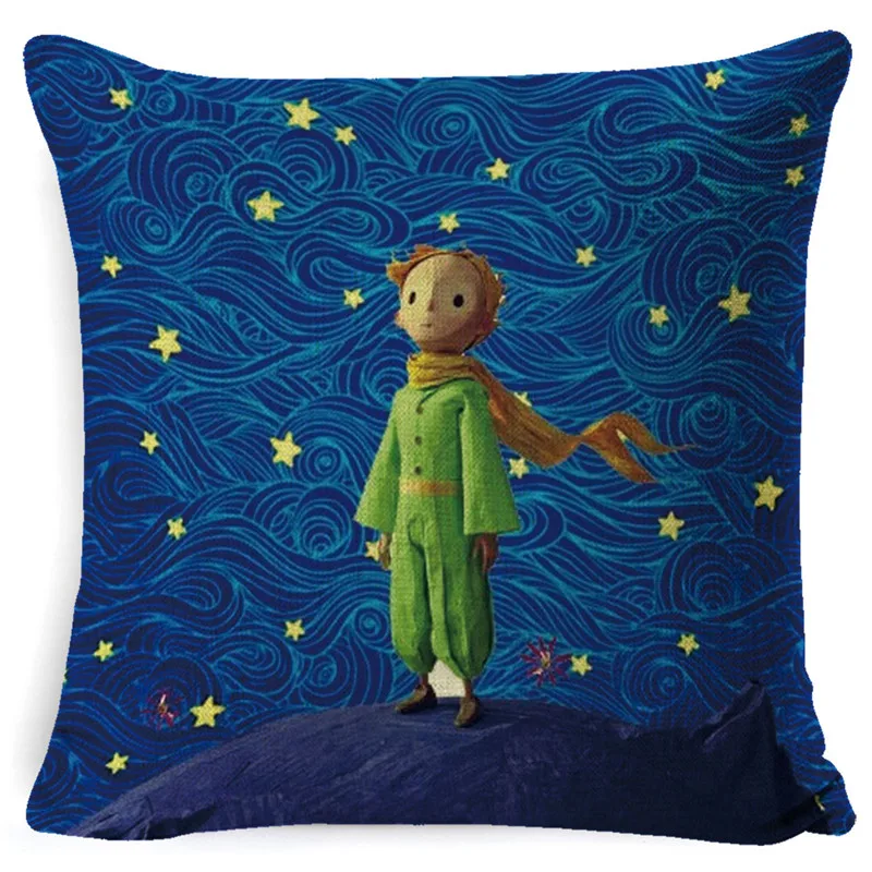 Little Prince Fairy Tale Series Printed Sofa Cushion Cover Home Decor Homeware Throw Pillowcase Linen Square Cushion Cojines