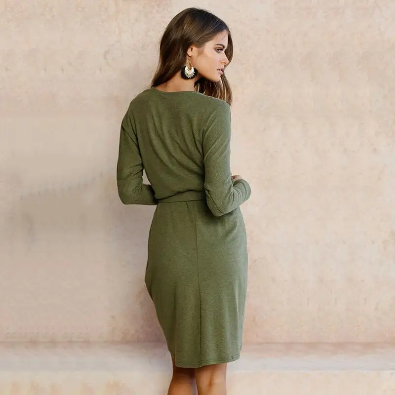 Women-Bodycon-Dress-Irregular-Hem-Party-Dresses-Long-Sleeve-O-Neck-Slim-Lady-Dress-With-Belt (4)