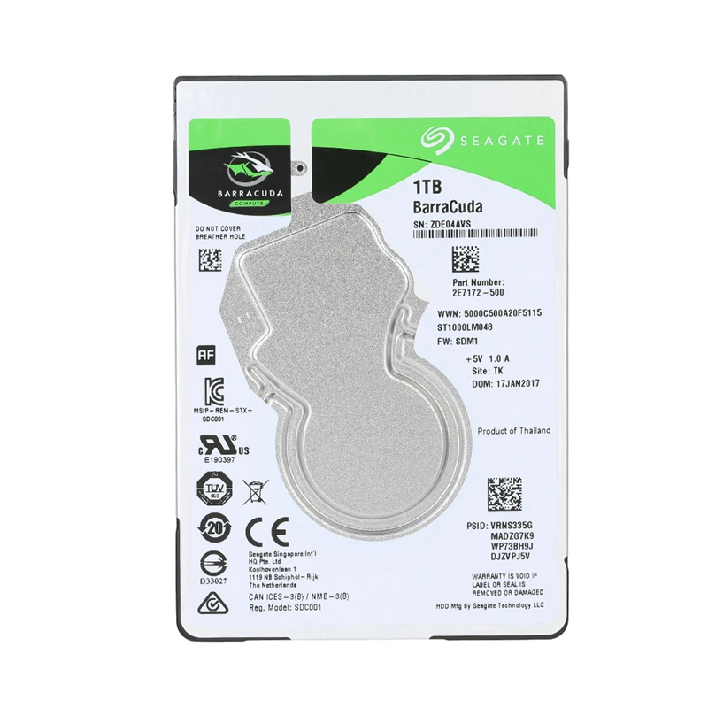 Seagate 1 TB disco duro interno disco duro portátil 7mm 5400 RPM SATA 6 Gb/s 128 MB Cache 2,5