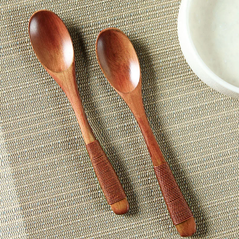 5Pcs Wooden Coffee Spoons Mini Wood Spoon for Kids, Dessert/Ice Cream Spoon Children tableware Wooden Cutlery Tableware Flatware