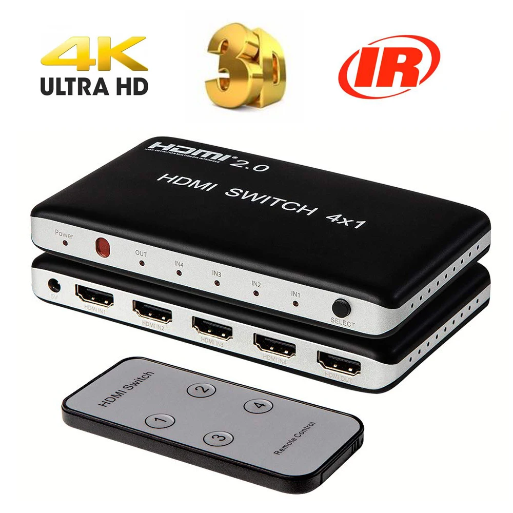 PUZHIJIE 4K2K 4 порта 4x1 HDMI переключатель с PIP и ИК беспроводным дистанционным