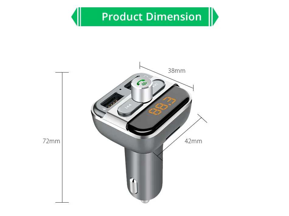 VANJEW BT20 Bluetooth fm-передатчик радио адаптер модулятор Автомобильный комплект 2 usb порта зарядное устройство аудио MP3 плеер передатчик громкой связи