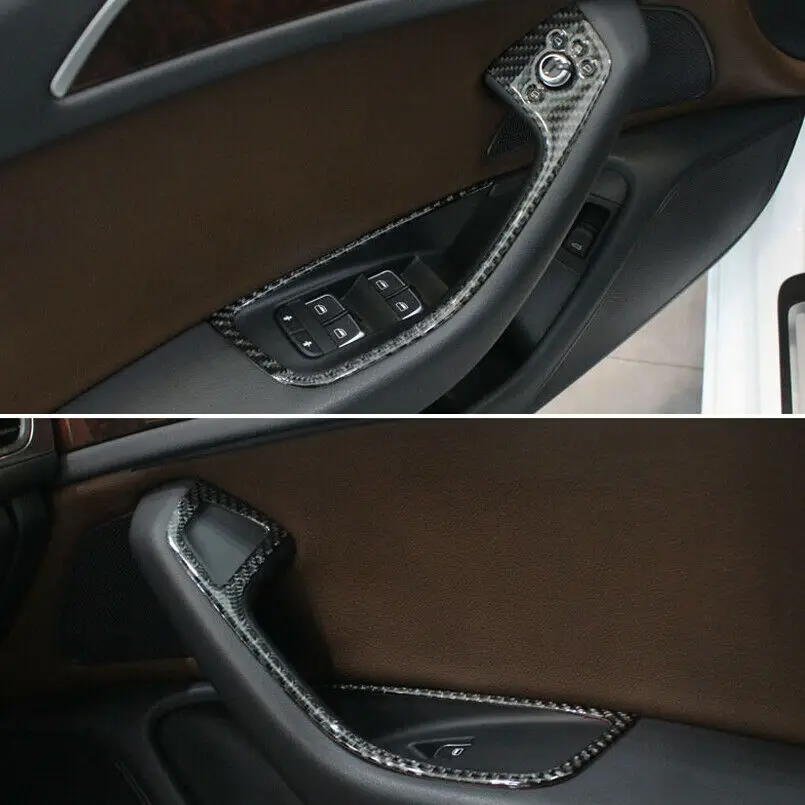 Для Audi A6L 2012- карбоновое волокно межкомнатные двери окна лифт переключатель кнопка панель Крышка каркас с отделкой стайлинга автомобилей