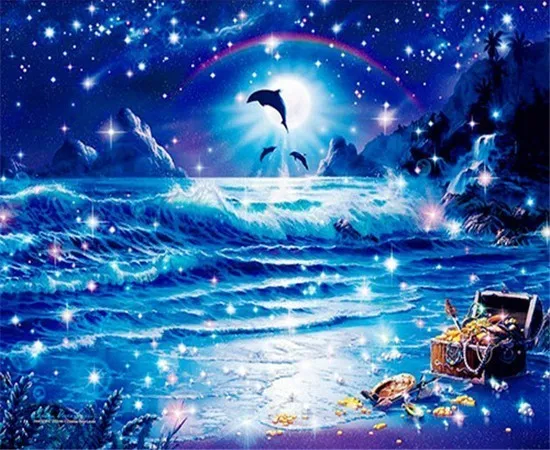 AZQSD Алмазная картина Дельфин Алмазная мозаика океанский пейзаж Алмазная вышивка 5D DIY Полная квадратная вышивка крестиком домашний декор - Цвет: BB851Z