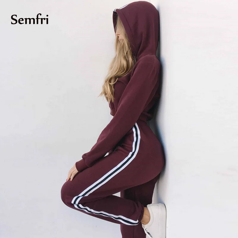 Semfri Tracksuit Set Women 2pcs Hoodie Sweatshirt Crop Top Hoodies+Side Stripe Pants Winter Autumn Clothing Suits Activewear Semfri Tracksuit Set Women 2pcs Hoodie Sweatshirt Crop Top Hoodies+Side Stripe Pants Winter Autumn Clothing Suits Activewear