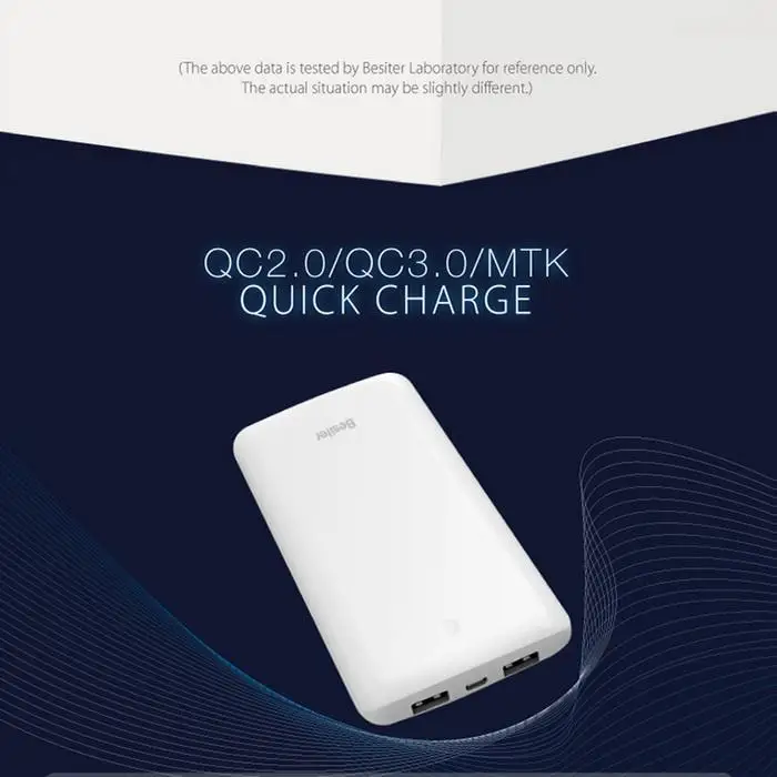 10000mah Quick Charge 3.0 External Battery Packs for Smart Phones Battery Cell Charging Power Bank Two USB output