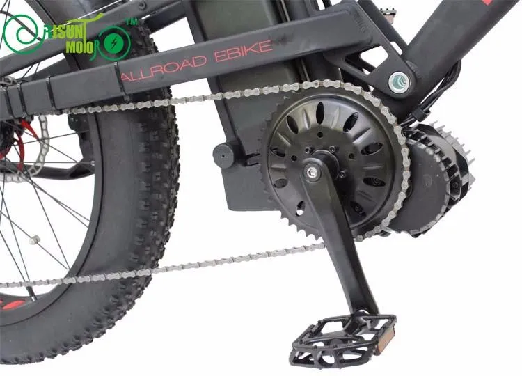 Excellent Free Shipping RisunMotor Mustang DNM Dual Suspension 48V 1000W 8Fun Mid-Drive Motor Electric Fat Bike with 26.1AH Li-ion Battery 6
