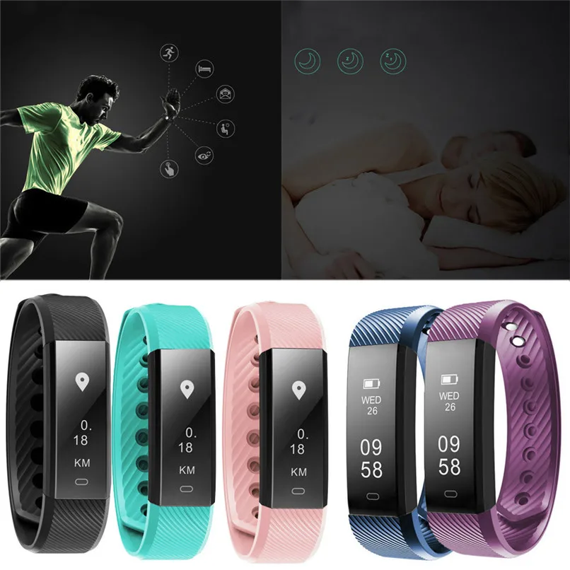 Best Price Smart Fashion Bluetooth Bracelet Heart rate Pedometer Fitness Tracker for Android IOS Free Shipping