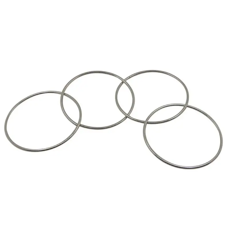 4pcs Magic Toy Metal Rings Classic Linking Iron Hoops for Fun Magic Trick Playing Props Toys Tools close-up magic tools supplies - Цвет: Серебристый