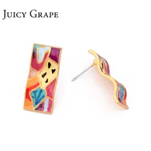 Серьги с абстрактным рисунком сочного винограда, эмаль, дизайн, 925 серебряные серьги-гвоздики с иглой, женские индивидуальные серьги, ювелирное изделие