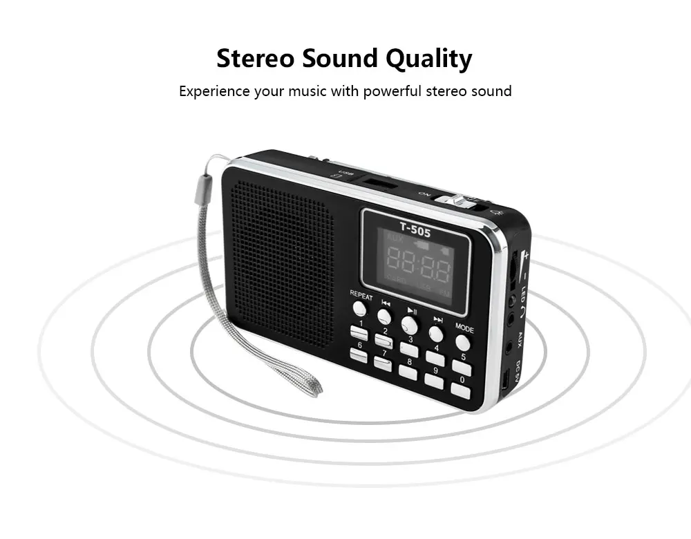 T 505 Mini Digital Display A LED Dello Schermo Speaker Radio FM Lettore  Musicale Supporta Carta di TF Smartphone MP3 PC PSP con la Batteria 600 mAh| Radio| - AliExpress