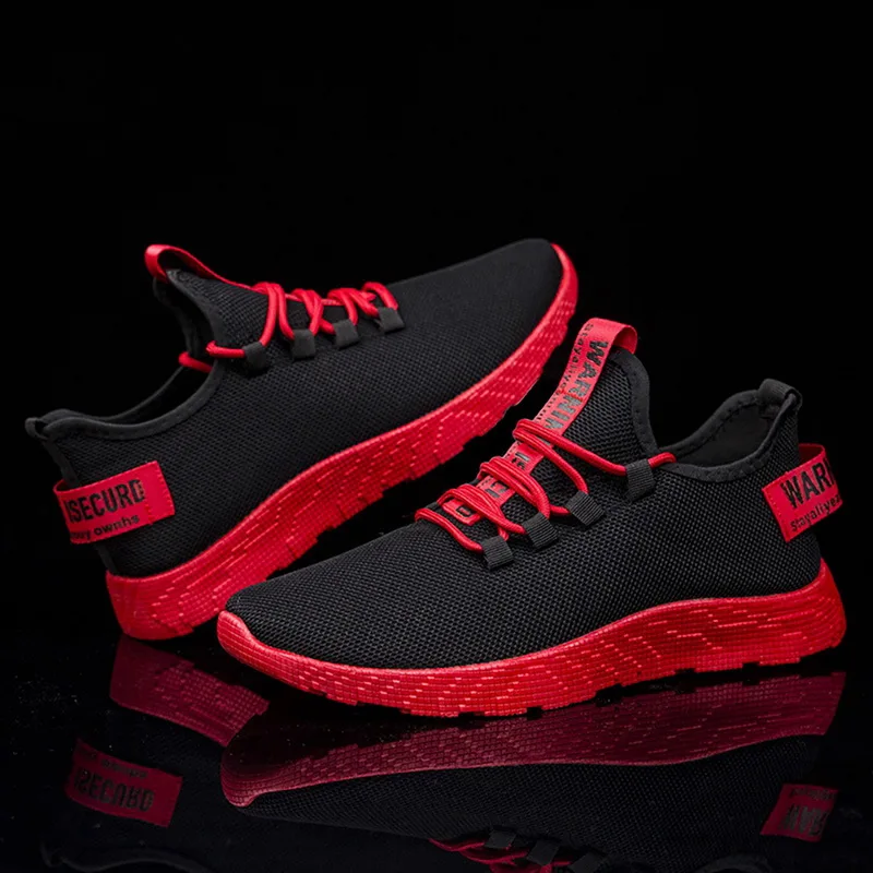 Male Tennis Shoes Lace Up Mixed Color Men Sneakers Breathable Confort Stretch Febric Mesh Shallow Flats Sports Shoes
