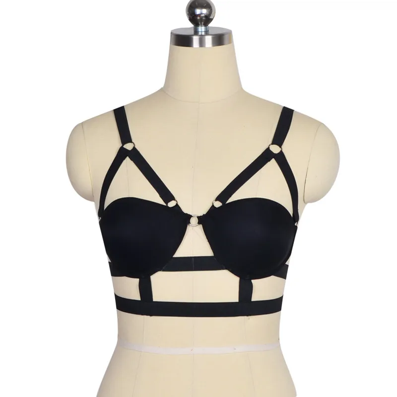 Cosplay Bondage Harness Sexy Black Cage Bra Pastel Goth Body Harness