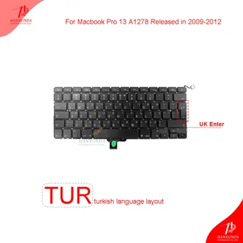 

Original new replacement Laptop Built-in Keyboard for Macbook pro 13 A1278 Mid2009-Mid2012 keyboard TUR Turkish QW