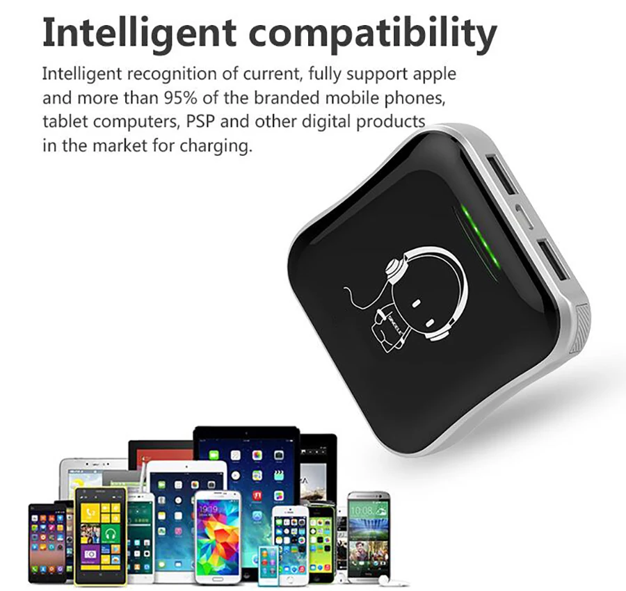 Портативное зарядное устройство, милый мини внешний аккумулятор 18650, 6000 мА/ч, внешняя батарея 2A, быстрая Портативная зарядка для iPhone, Xiaomi, huawei