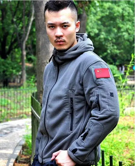 gray Демисезонные мужские Soft Shell спортивные кардиган с капюшоном теплый флис лайнер куртка топы Мужской Открытый Тепловая Руно Внутренний пальто одежда - Цвет: gray